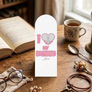 Custom I Love My Boyfriend – Add Photo & Name Bookmarks