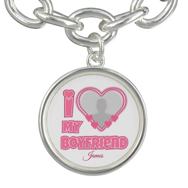 Custom I Love My Boyfriend – Add Photo & Name Bracelet (Design)