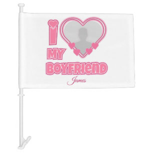 Custom I Love My Boyfriend – Add Photo & Name Car Flag