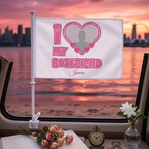 Custom I Love My Boyfriend – Add Photo & Name Car Flag