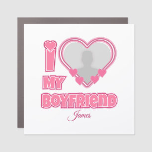 Custom I Love My Boyfriend – Add Photo & Name Car Magnet