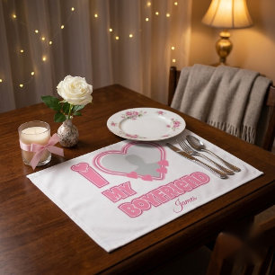 Custom I Love My Boyfriend – Add Photo & Name Cloth Placemat