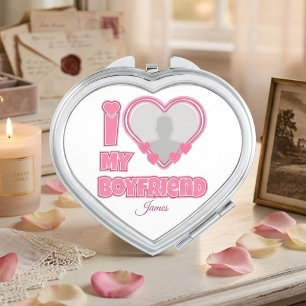 Custom I Love My Boyfriend – Add Photo & Name Compact Mirror