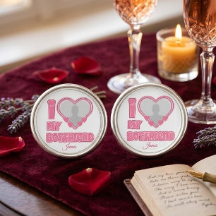 Custom I Love My Boyfriend – Add Photo & Name Cufflinks