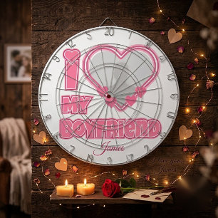 Custom I Love My Boyfriend – Add Photo & Name Dart Board