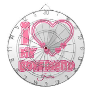 Custom I Love My Boyfriend – Add Photo & Name Dart Board