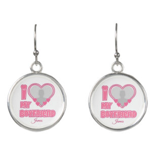 Custom I Love My Boyfriend – Add Photo & Name Earrings