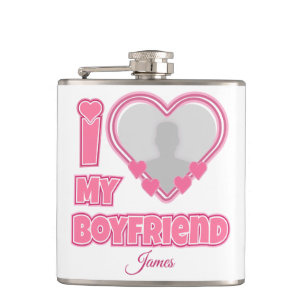 Custom I Love My Boyfriend – Add Photo & Name Flask