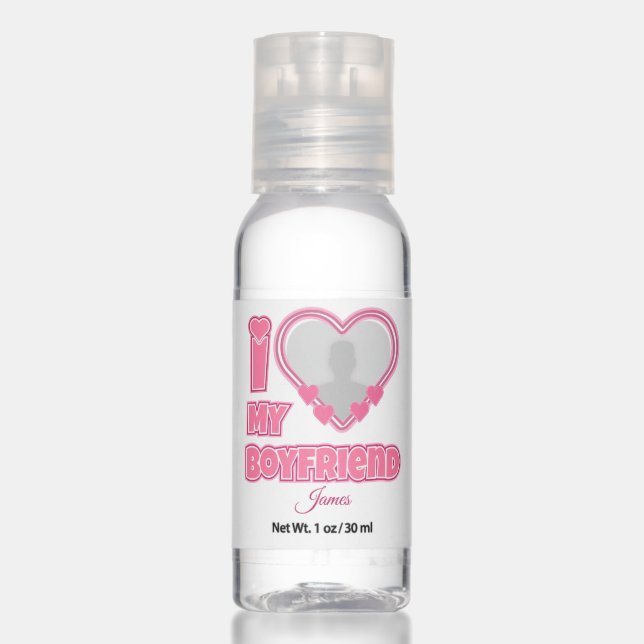 Custom I Love My Boyfriend – Add Photo & Name Hand Sanitizer (Front)