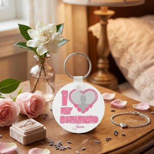 Custom I Love My Boyfriend – Add Photo & Name Keychain