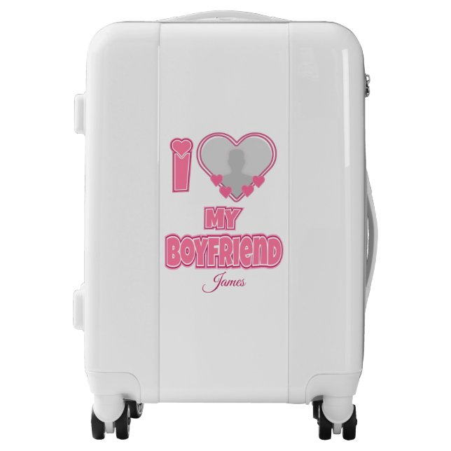 Custom I Love My Boyfriend – Add Photo & Name Luggage (Front)