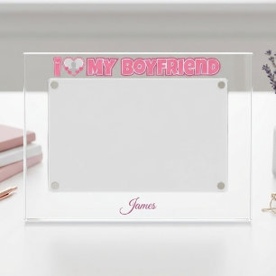 Custom I Love My Boyfriend – Add Photo & Name Magnetic Frame