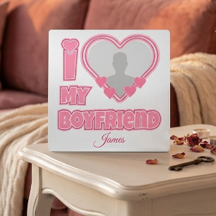 Custom I Love My Boyfriend – Add Photo & Name Metal Print