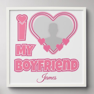 Custom I Love My Boyfriend – Add Photo & Name Peel And Stick Photo Tile