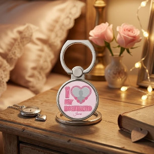 Custom I Love My Boyfriend – Add Photo & Name Phone Ring Stand