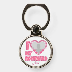 Custom I Love My Boyfriend – Add Photo & Name Phone Ring Stand