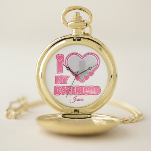 Custom I Love My Boyfriend – Add Photo & Name Pocket Watch