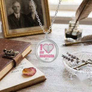 Custom I Love My Boyfriend – Add Photo & Name Silver Plated Necklace