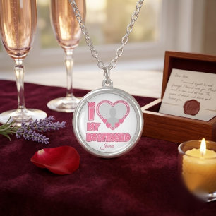 Custom I Love My Boyfriend – Add Photo & Name Silver Plated Necklace