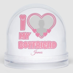 Custom I Love My Boyfriend – Add Photo & Name Snow Globe