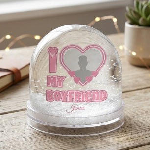 Custom I Love My Boyfriend – Add Photo & Name Snow Globe