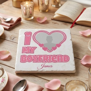 Custom I Love My Boyfriend – Add Photo & Name Trivet