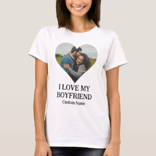 Custom I Love My boyfriend Heart Photo T-Shirt