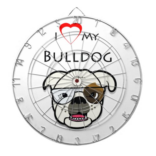 Custom I Love my Bulldog Dart Board