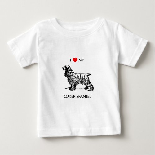 Custom I Love My Cocker Spaniel Dog Baby T_Shirt