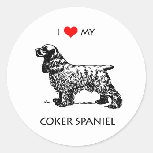 Custom I Love My Cocker Spaniel Dog Classic Round Sticker