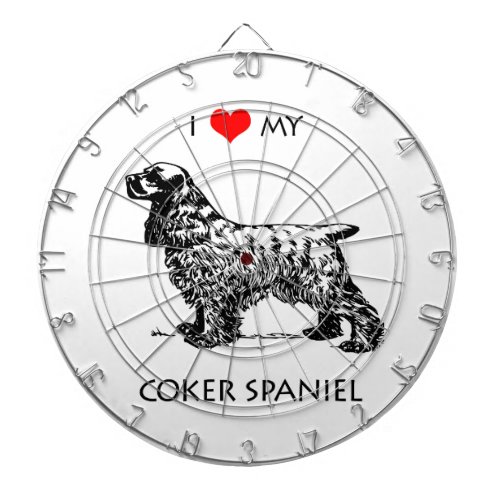 Custom I Love My Cocker Spaniel Dog Dart Board