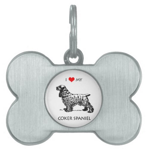 Custom I Love My Cocker Spaniel Dog Pet Tag