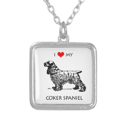 Custom I Love My Cocker Spaniel Dog Silver Plated Necklace
