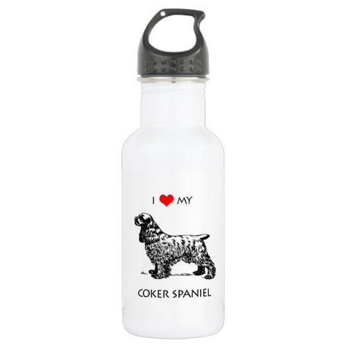 Custom I Love My Cocker Spaniel Dog Stainless Steel Water Bottle