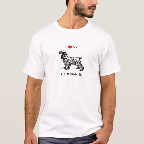 Custom I Love My Cocker Spaniel Dog T_Shirt
