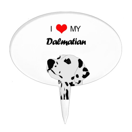 Custom I Love My Dalmatian Dog Heart Cake Topper