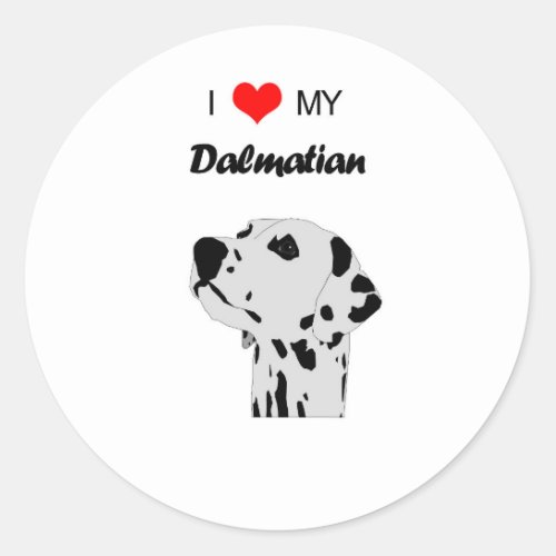 Custom I Love My Dalmatian Dog Heart Classic Round Sticker