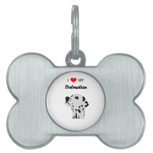 Custom I Love My Dalmatian Dog Heart Pet ID Tag