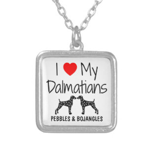 Custom I Love My Dalmatians Silver Plated Necklace