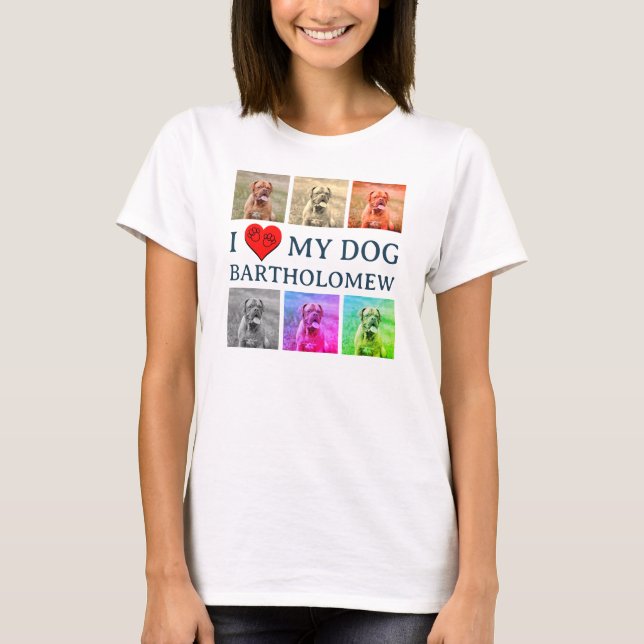 Custom I LOVE MY DOG Pop Art Pet Lover T-Shirt (Front)
