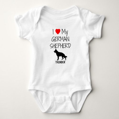 Custom I Love My German Shepherd Baby Bodysuit