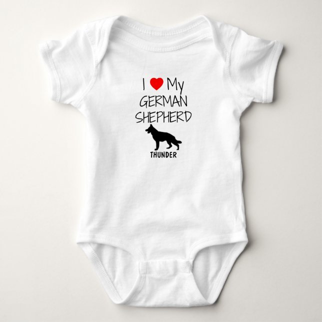 Custom I Love My German Shepherd Baby Bodysuit (Front)