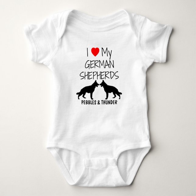 Custom I Love My German Shepherds Baby Bodysuit (Front)