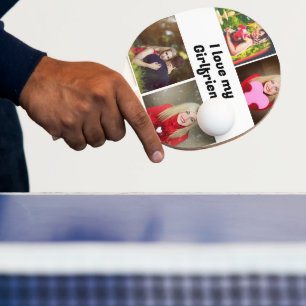 Custom I love my Girlfriend 4 photo Ping Pong Paddle