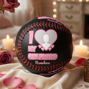 Custom I Love My Girlfriend – Add Photo & Name Baseball