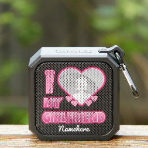 Custom I Love My Girlfriend – Add Photo & Name Bluetooth Speaker