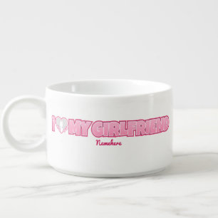 Custom I Love My Girlfriend – Add Photo & Name Bowl