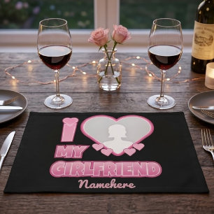 Custom I Love My Girlfriend – Add Photo & Name Cloth Placemat