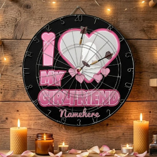 Custom I Love My Girlfriend – Add Photo & Name Dart Board