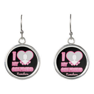 Custom I Love My Girlfriend – Add Photo & Name Earrings